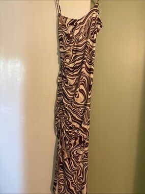 Bershka Brown and Cream Swirl Maxi Dress